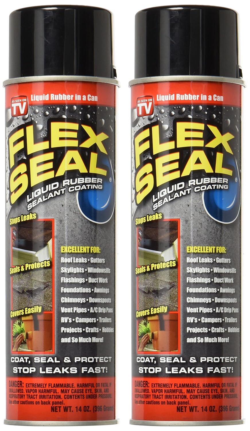 Flex Seal Spray Black Liquid Rubber Sealant Coating Stop Leak Wet Dry 14oz 2Pack 785497296852 eBay