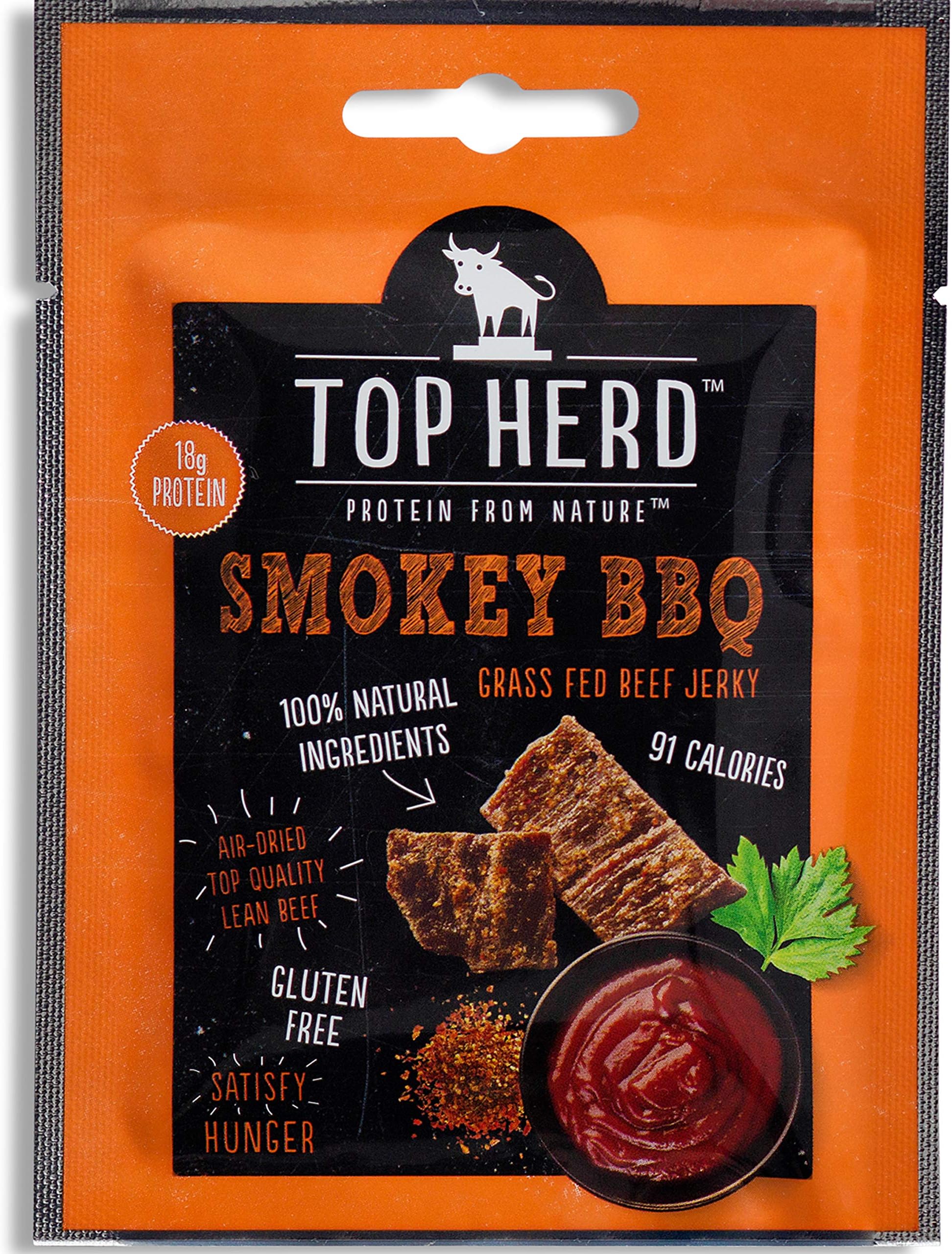 Top Herd Smokey BBQ Grass Fed Beef Jerky 35g x 12 Packs