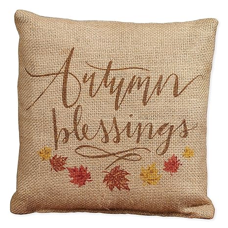 Amazon Com Autumn Blessings Small Burlap Pillow 8 X 8 Home