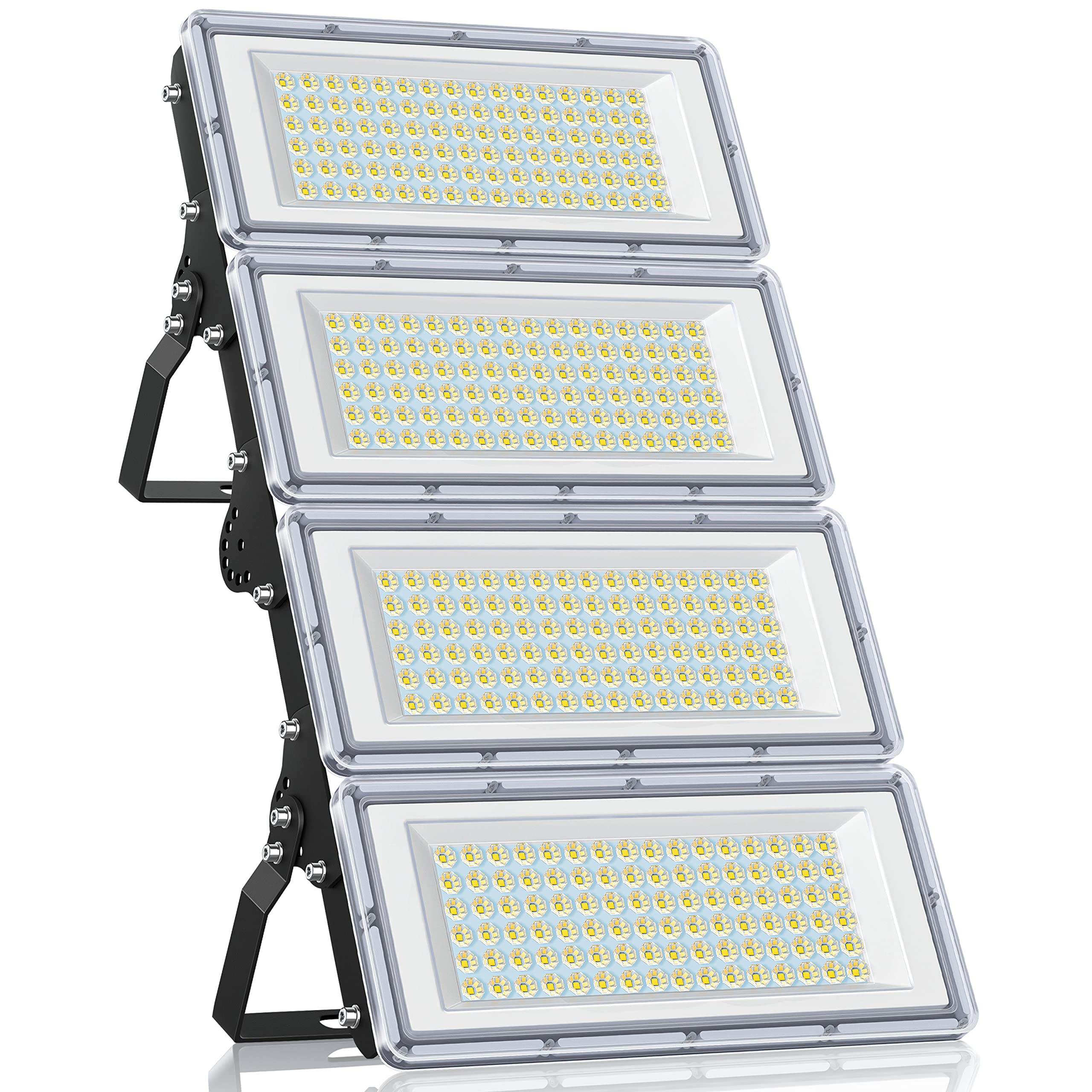 YIQIBRO 400W LED Floodlight, 4 in 1 LED Flood Lights Outdoor, 40000LM 6500K Daylight Outside Security Lights, IP67 Waterproof Spotlight with 180° Rotation for Garden Yard Warehouse Stadium