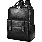 Colins Keirs Men's Black Leather Backpack for Work Travel, Durable Genuine Leather Laptop Backpack with 15.6-inch Computer Compartment, Stylish Professional Designer