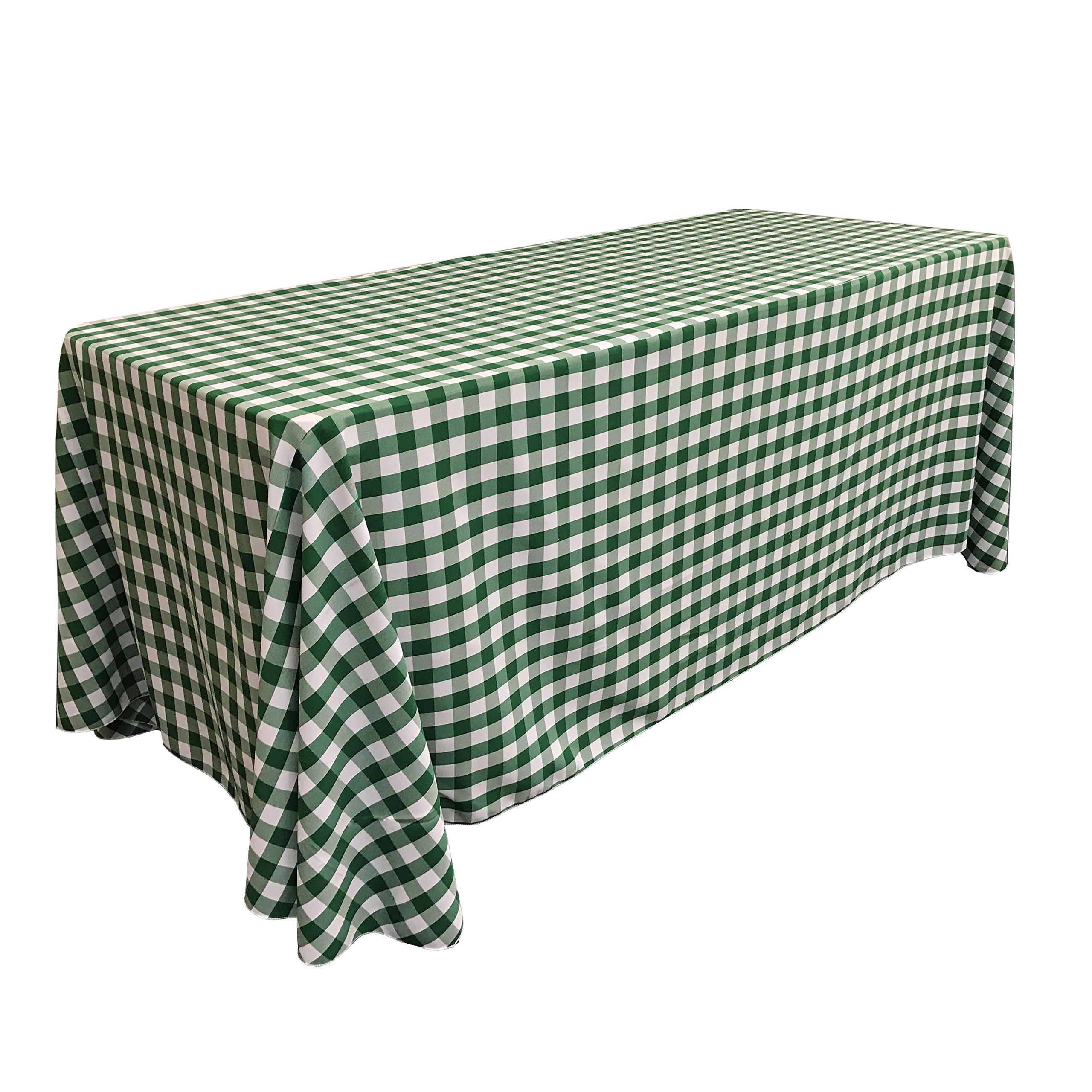 Photo 1 of LA Linen Gingham Tablecloth - Checkered Tablecloth for Parties, Picnics & More - Farmhouse Tablecloth - Spring Tablecloth - Picnic Tablecloth - Cloth Tablecloths for Rectangle Tables - 90”x156 Green