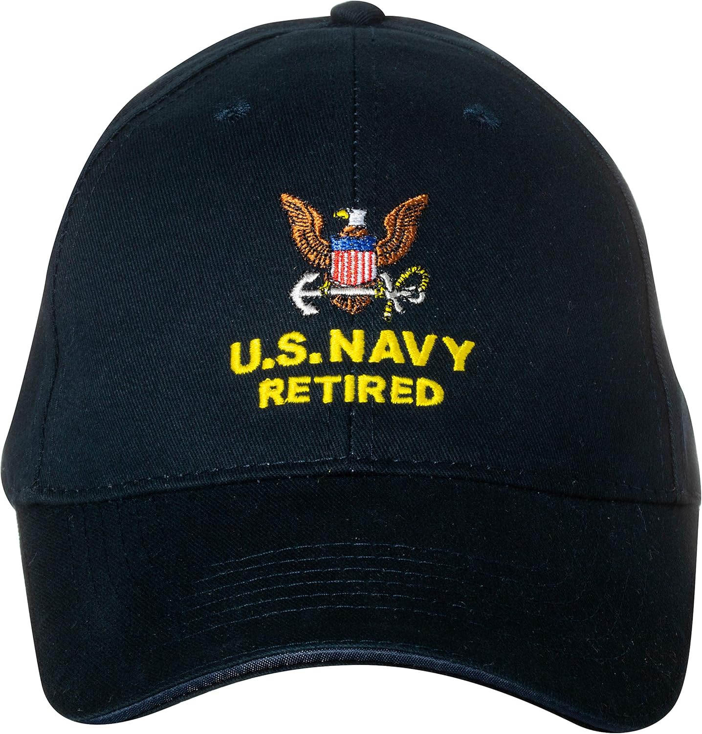 U.S. Navy Caps Retired Direct Embroidered Cap, Black, Adjustable at