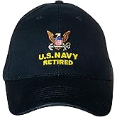U.S. Navy Retired Embroidered Dark Navy Blue Adjustable Cap