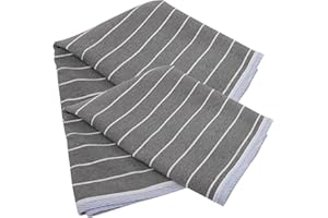 LOEFLIFA Anti-Skid Breathable Pillow Protection Towel 2pcs Set, Grey Stripe Cotton Cloth Pillow Covers