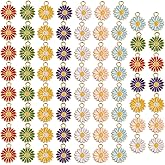 Framendino, 70 Pack Sunflower Charms Pendants Enamel Daisy Flower Charm Flowers Pendant for Earring Bracelet Jewelry Making DIY Crafts