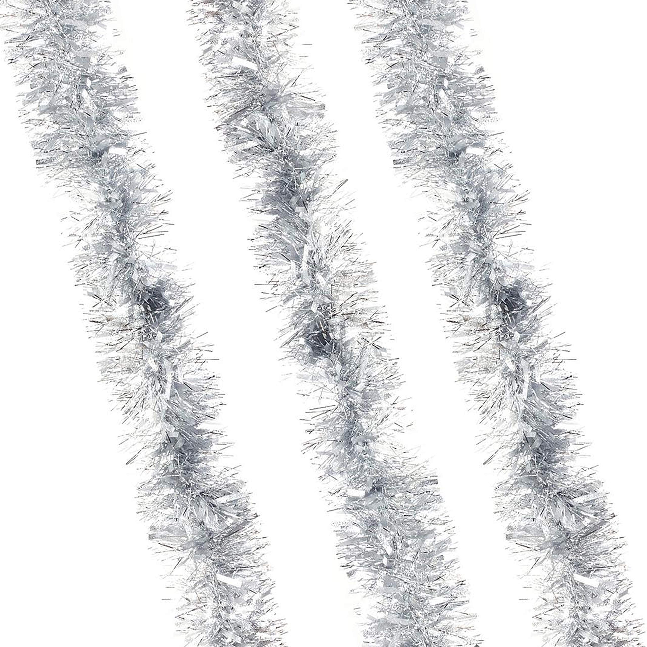 Robelli Thick Luxury Metallic Christmas Tree Tinsel Decoration - 6m (Silver)