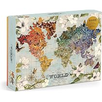 Galison Wendy Gold Butterfly Migration Puzzle - 1000+ Pieces, 20x27 Inch World Map Butterfly Art | Thick Sturdy Pieces For Family Fun
