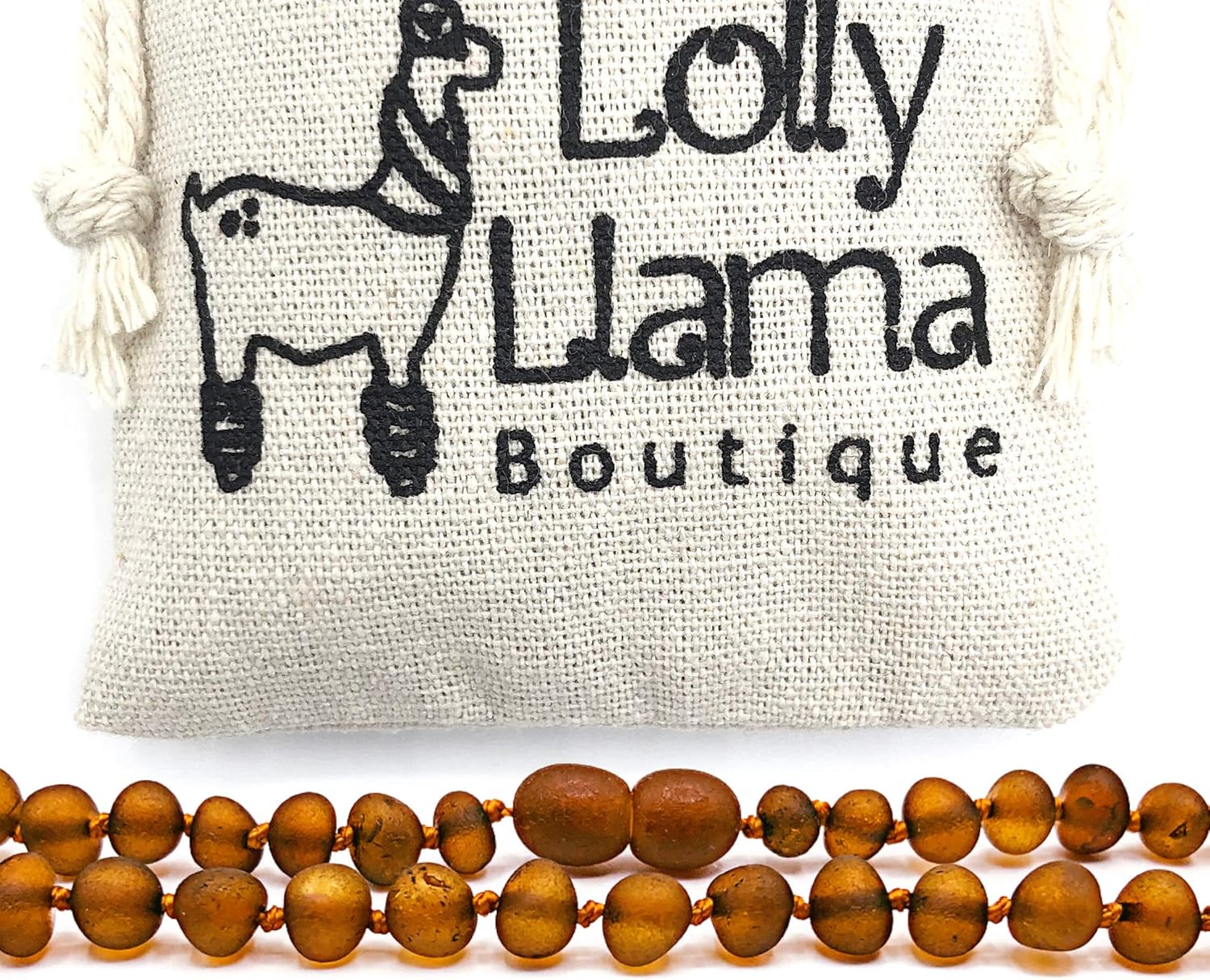 lolly llama amber teething necklace