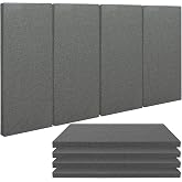 AMZDEPOT Fabric Acoustic Panels, 24" x 12", Dark Grey, 4 PCS | Self Adhesive Soundproof Wall Panels, Fabric Soundproof, Sound Absorbing, for Studios, Office, Home Theater