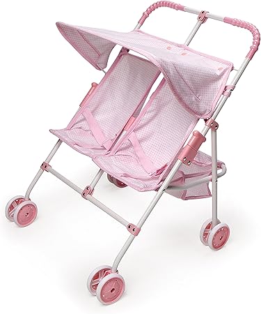 Badger Basket Folding Double Doll Stroller