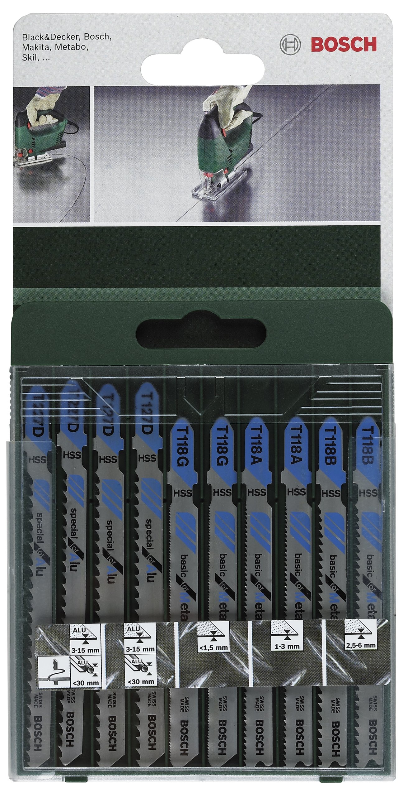 Bosch 2609256745 Jigsaw Blade Set 2 x T 118 A 2 x T 118 B 2 x T 118 G 2 x T 127 D 2 x T 227 D