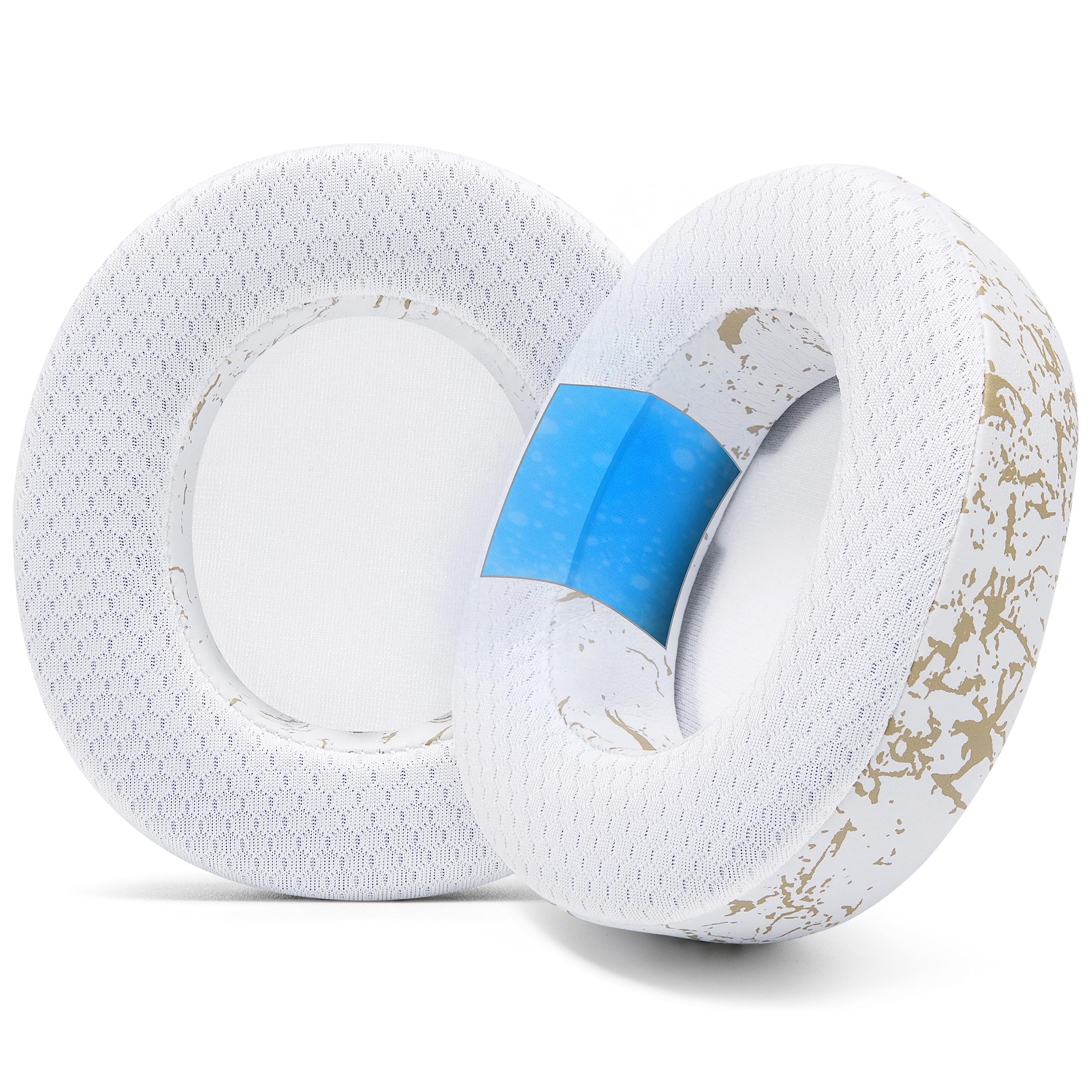 WC Freeze Nova Pro Wireless - Cooling Gel Earpads for Arctis Nova Pro Wireless & Nova Elite (Doesn’t Fit Other Models), by Wicked Cushions, Extra Thick & Comfortable | Gold Marble — image 1