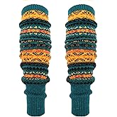HUAMULAN Women Long Leg Warmers Winter Bohemian Cover Boot Cuffs Knit Crochet Over Knee Christmas Boho