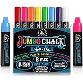 LANA & LUCA Jumbo Liquid Chalk Markers Square Tip - Bold Color Chalk Board Marker for Chalkboards, Windows, Signs, Blackboards - 15mm Tip (8 Pack)