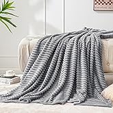 BEDELITE Fleece Throw Blanket for Couch – 3D Ribbed Jacquard Soft and Warm Decorative Fuzzy Blanket – Cozy, Fluffy, Plush Lightweight Grey Throw Blankets for Bed, Sofa, 50x60 inches