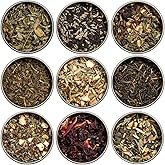 Heavenly Tea Leaves Organic Wellness Tea Sampler (Approx. 90 Cups of Tea), 9 Assorted Loose Leaf Teas & Herbal Tisanes - Great Hot or Iced, High & No Caffeine Teas, Gift Ideas for Her