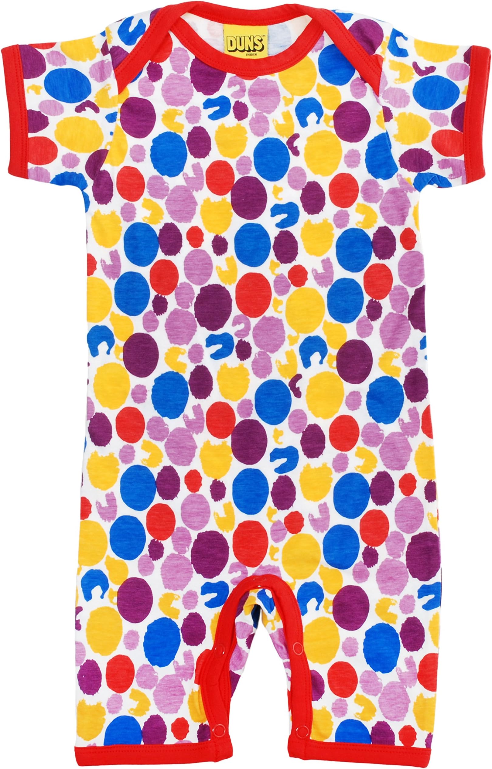 DUNS Organic Cotton Unisex Baby Onesie with Dots, Short Sleeves and Legs