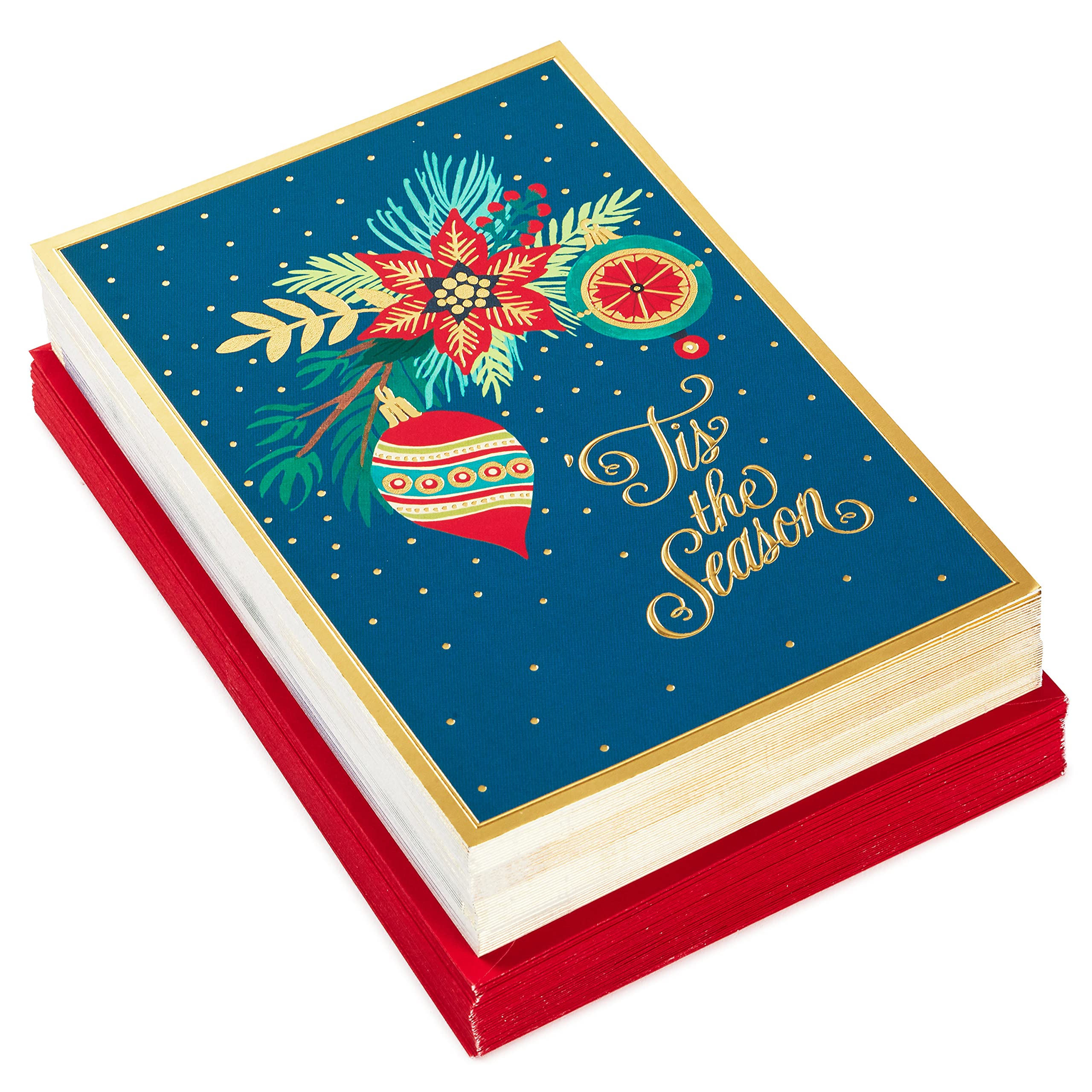 Hallmark Boxed Christmas Cards Assortment, Festive Foil (40 Cards and Envelopes)