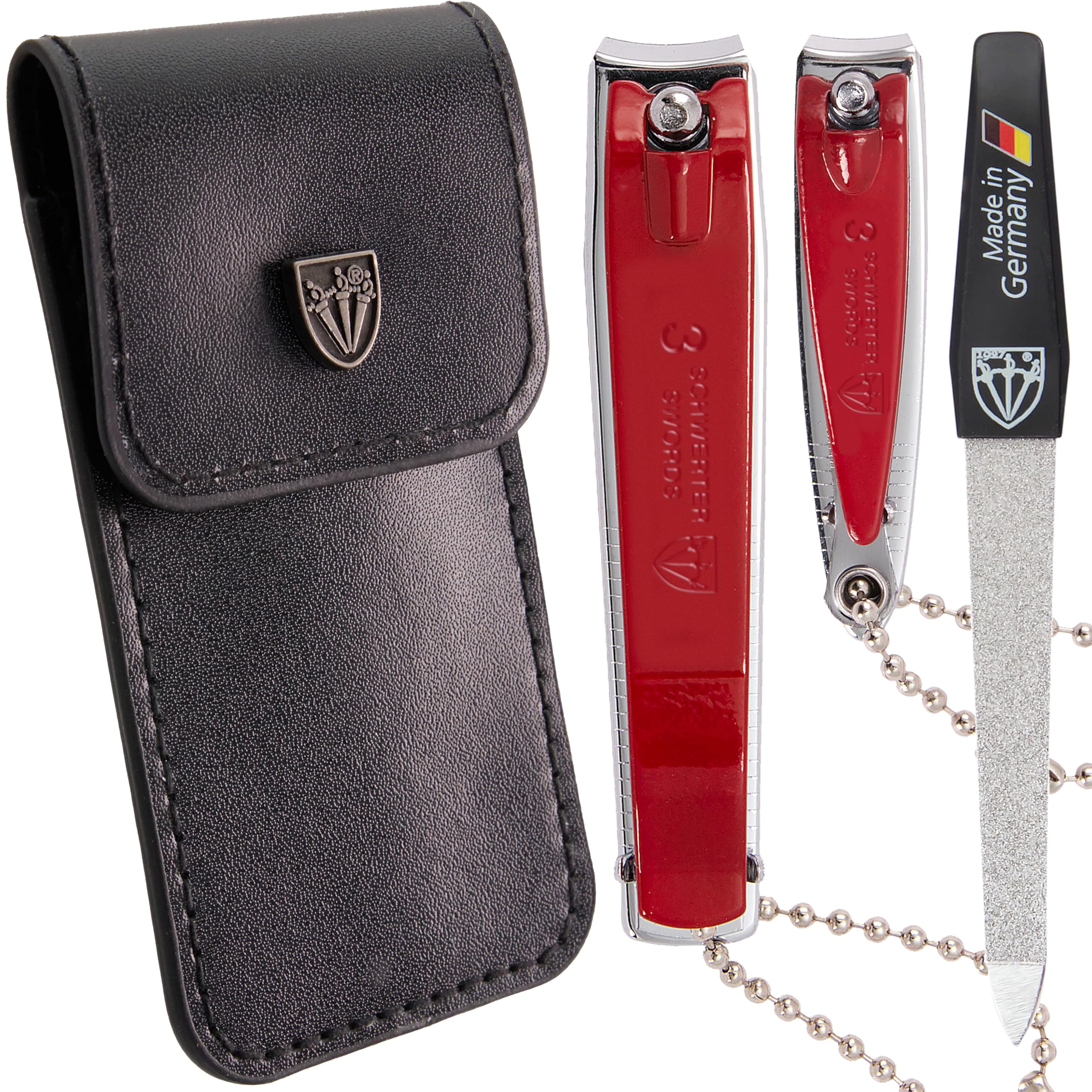 3 Swords Germany - Brand Quality 2 piece Manicure Pedicure Grooming kit Set Finger & Toe Nail Clipper in Synthetic Leather case - Made by 3 Swords (6714)
