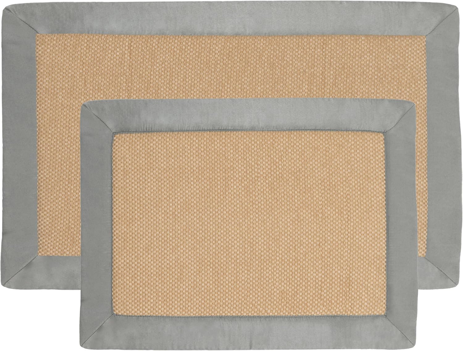 2 pc Memory Foam Bath Mat Set by Bedford Home - Faux Linen Fleece - Platinum