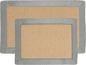 2 pc Memory Foam Bath Mat Set by Bedford Home - Faux Linen Fleece - Platinum