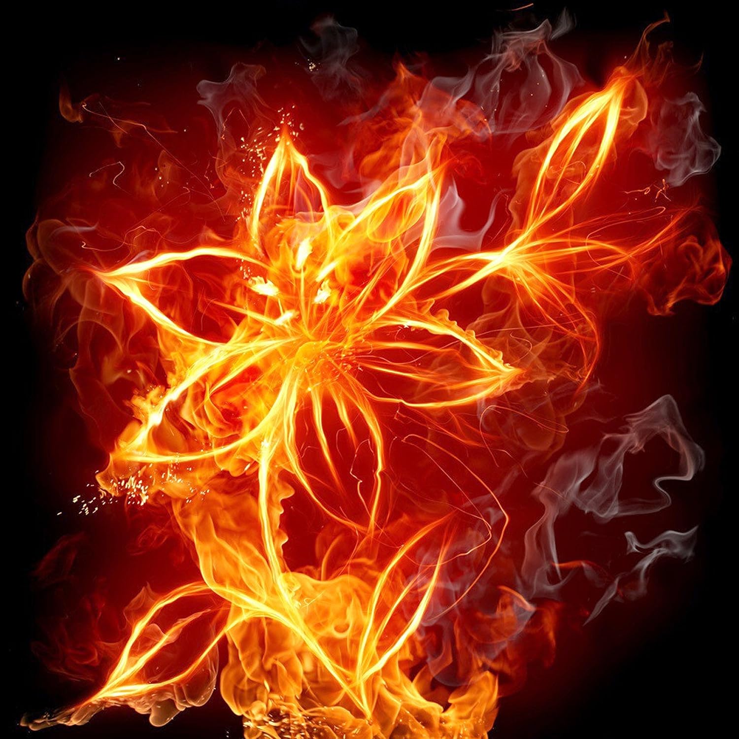 YEESAM ART DIY 5D Diamond Painting Kits for Adults, Abstract Fire Flower