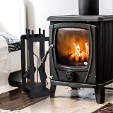 Relaxdays 5-Piece Fireplace Tool Set Steel Black Modern Stand Tongs Shovel Broom view 2
