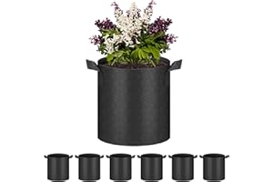 HealSmart 6-Pack 2 Gallon Nonwoven Grow Bags, Aeration Fabric Pots with Handles, Suitable for Garden Fruits, Vegetables and Flowers, Black