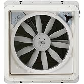 MAXXAIR Original Maxxfan - Vent, Fan &amp; Rain Protection All-in-One, High Powered 4-Speed Exhaust Only Fan, Manual Knob Control, 14"" x14, Smoke (00A04401K)