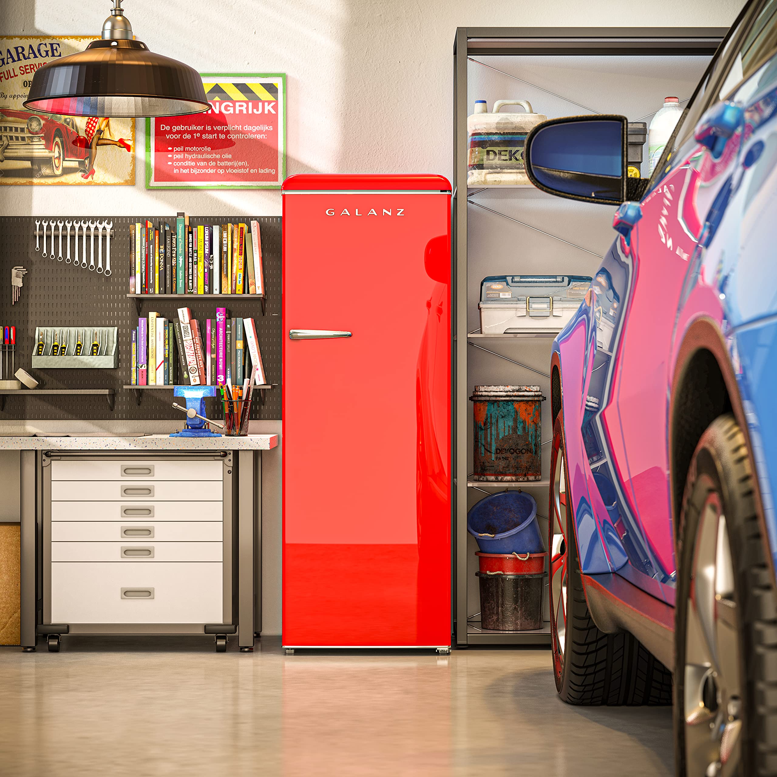 GLF11URDG16 Convertible Freezer/Fridge, Electronic Temperature Control, 11 Cu.Ft, Hot Rod Red