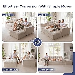 MAXYOYO L-Shaped Sectional Sofa with Convertible