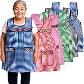 Cuitáxi Traditional Mexican apron for women with pockets beautiful flower embroidery - Mandiles para mujer mexicanos mandil