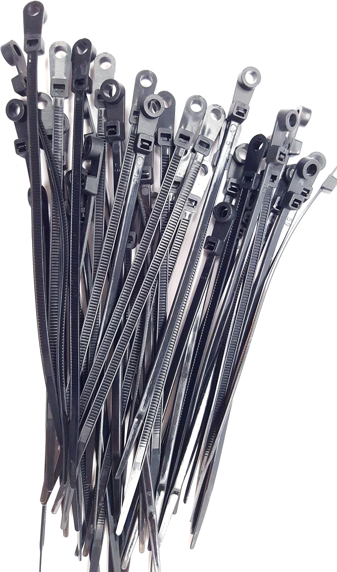 6 Inch 50 Lbs Mounting Hole Cable Ties - 100 Pack - Nail Screw Wire Hole Zip Tie (100 Black Cable Ties)