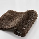 CozeCube Upgraded Shaggy Bath mat for Bathroom Non Slip 15.7" X 23.6", Super Soft Quick Dry Bath Rugs, Fluffy Plush Bathroom Rugs Machine Washable, Dark Brown