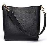DORIS&JACKY Genuine Leather Bucket Hobo Bag for Women Designer Shoulder Purse and Satchel Tote with Detachable Wide Strap
