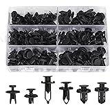 Ginsco 102pcs 6.3mm 8mm 9mm 10mm Bumper Push Fasteners Rivet Clips Expansion Screws Replacement Kit
