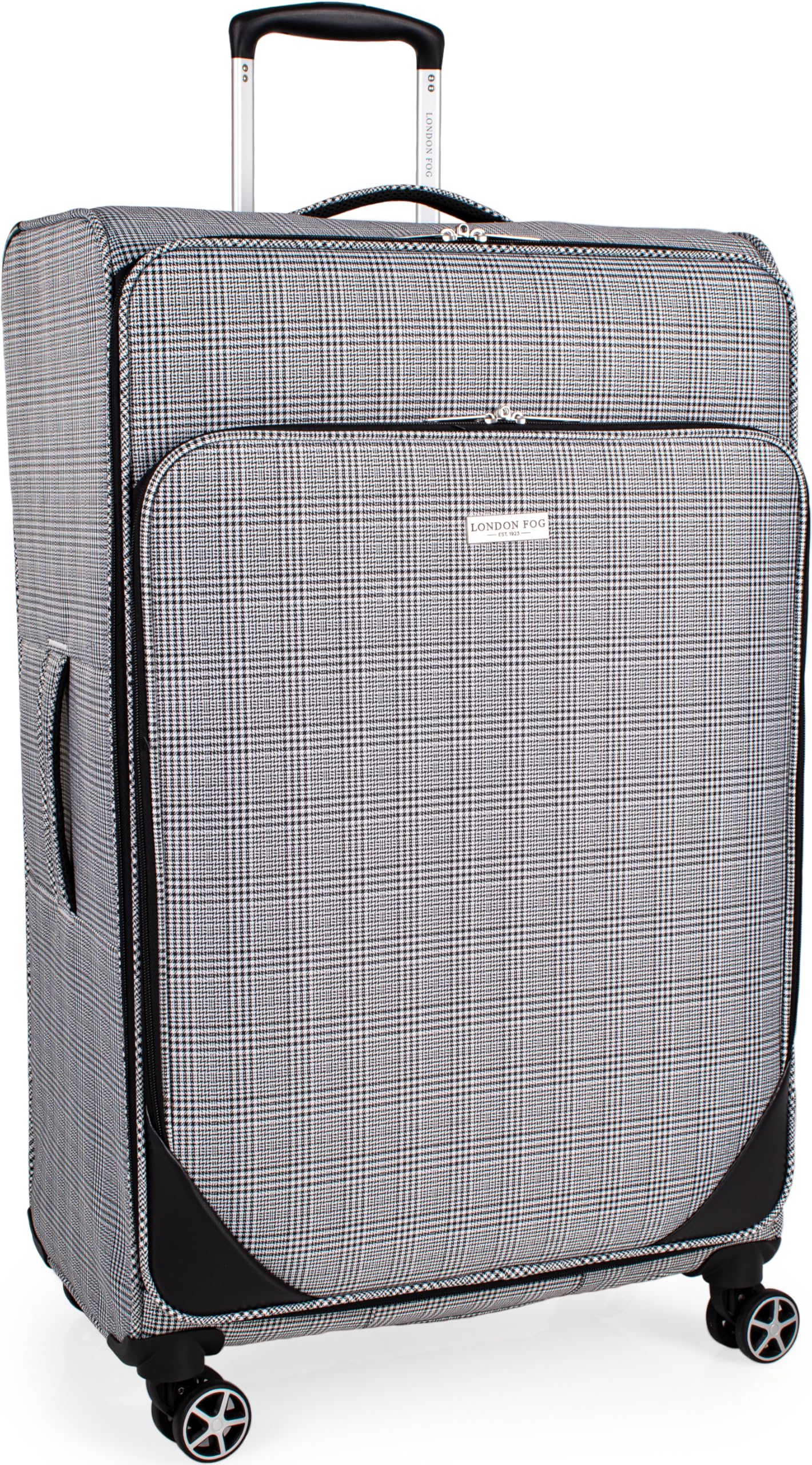 London Fog 30 Inch Large Suitcase with x4 Spinner Wheels - Soft Shell Luggage with Adjustable Handle | Big Capcity Soft Sided 95L Litre 80 cm | Newbury LFL004