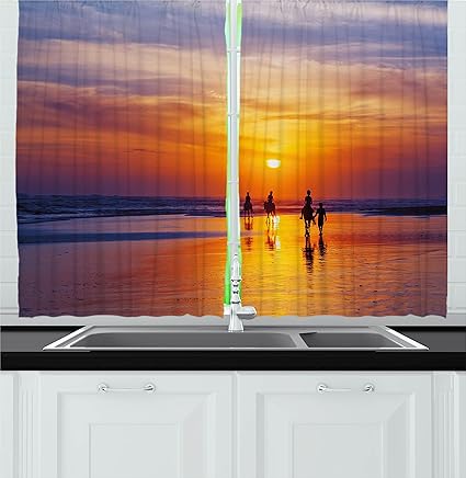 Amazon Com Ambesonne Holiday Kitchen Curtains Happy Family On