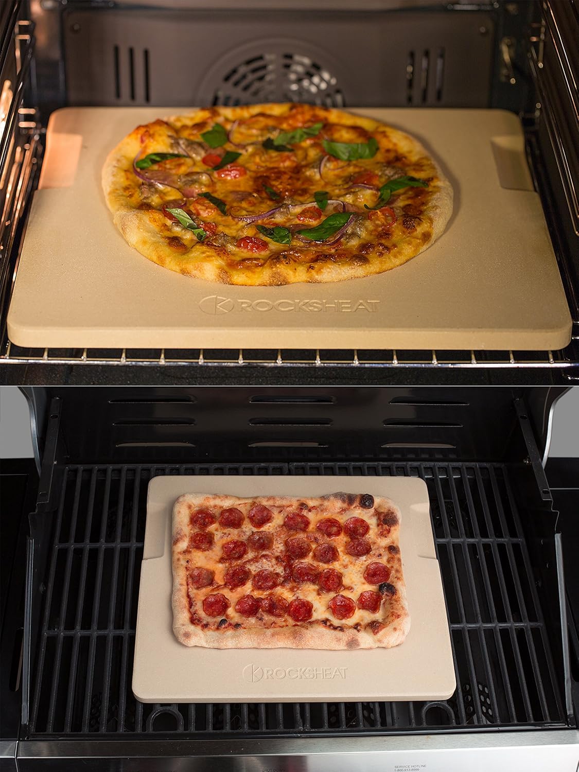 Pizza Stone Baking & Grilling Stone, Perfect for Oven, BBQ and Grill. Innovative Double - faced Built - in 4 Handles Design (14" x 16" x 0.67" Rectangular) : Garden & Outdoor