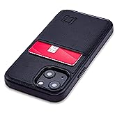 Dockem Wallet Case for iPhone 13 mini with Built-in Metal Plate for Magnetic Mounting & 1 Lay-Flat Credit Card Holder Pockets Exec M1, Premium Synthetic Leather (5.4" iPhone 13 mini, Black)