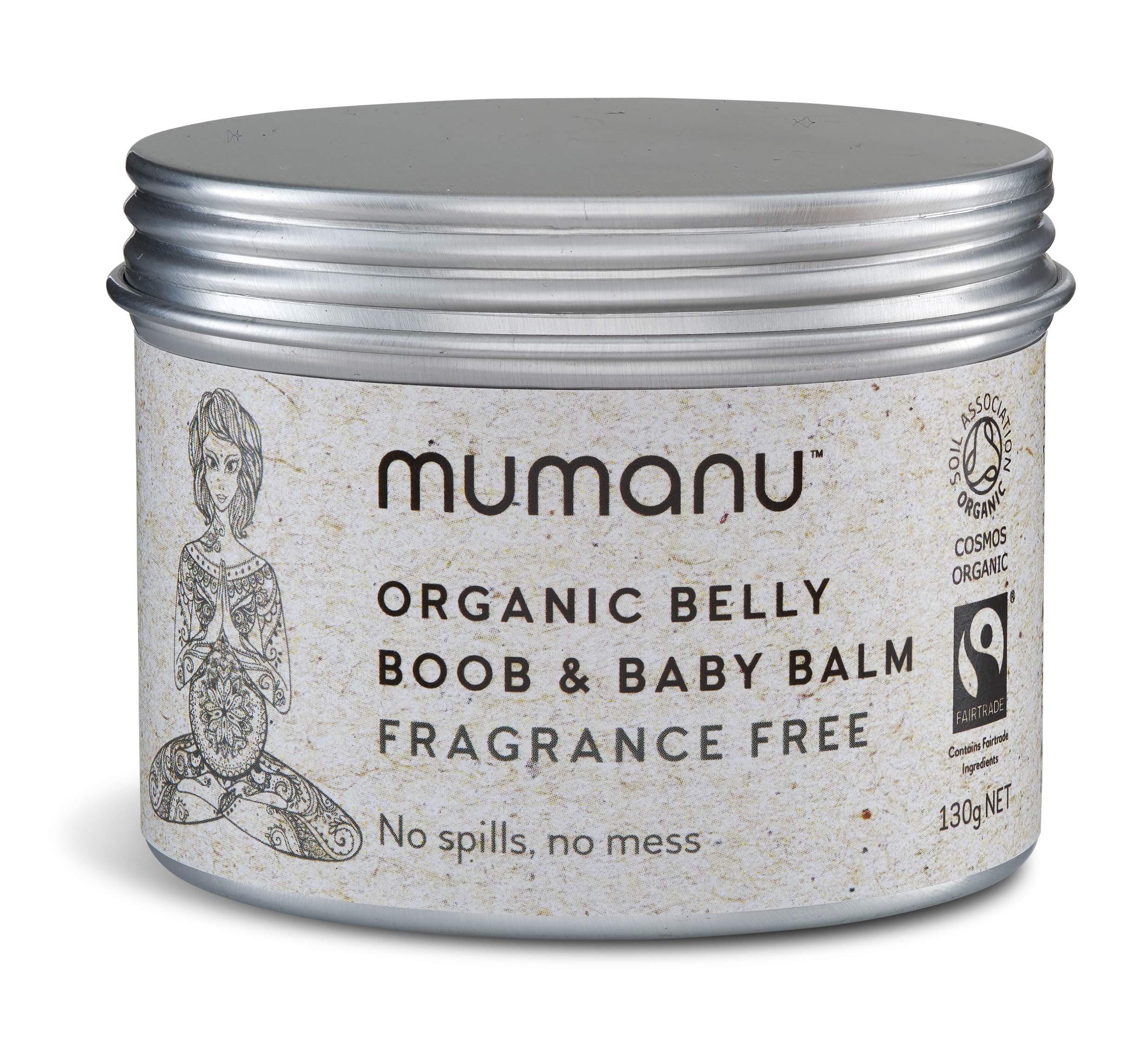 Mumanu Organic Mum & Baby Balm with Fairtrade Ingredients - Luxury Balm Containing Beeswax, Shea Butter & Cocoa Butter. Baby Massage Oil, Baby moisturiser, Nappy Rash, Cradle Cap (80g)