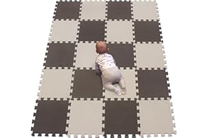 YIMINYUER Large Mats Soft Foam_Perfect for Floor Protection, Ideal for Kids Children Play Area Exercise, Yoga, Gymnastic, Exercise, Playroom Flooring Tiles 30cm x 30cm Brown Beige R06R10G301020