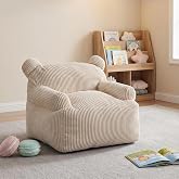 Qundicy Kids Bear Ear Bean Bag Chair, Stuffed Toddler Sofa Chair with Pocket, Lazy Floor Chair for Boys and Girls, for Gaming, Reading