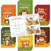 JAPBOR Mini Fall Coloring Books - Autumn Animals Crafts Party Favors Bulk | 24pcs Thanksgiving Squirrel Game Color Sheets, Harvest Goodie Bag Stuffers, Painting Activity Gift, Small Colouring Pages