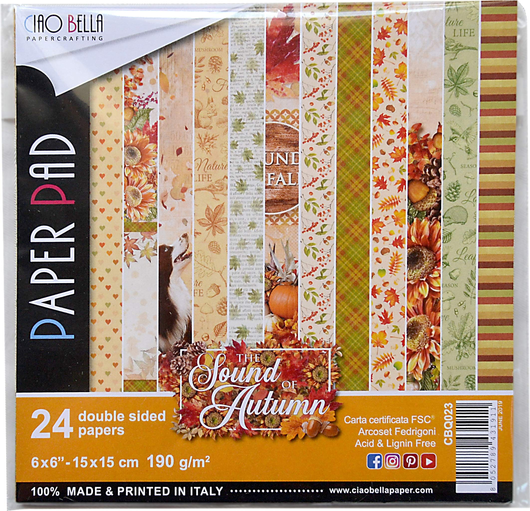 CIAO BELLA PAPER 6X6 24/PK, Sound of Autumn, 12 Designs/2 Each, One Size