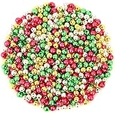 UPINS 1500 Pcs Christmas Beads for Jewelry Making - 6mm Red, Green, Gold & Silver Round Spacer Beads DIY Craft Kit