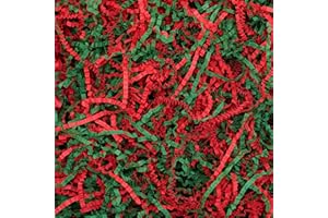 ROSYJUNE 1/2LB Christmas Crinkle Cut Paper Shred Filler, Red and Green Shredded Paper for Gift Baskets Boxes Filling, Christmas Birthday Holiday Decoration