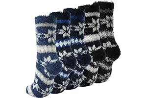 BenSorts Men Fuzzy Slipper Socks with Grips Non Slip Sole Warm House Socks Christmas Gifts