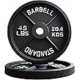 Signature Fitness Olympic 2-Inch Cast Iron Plate Weight Plate for Strength Training and Weightlifting, Multiple Sizes